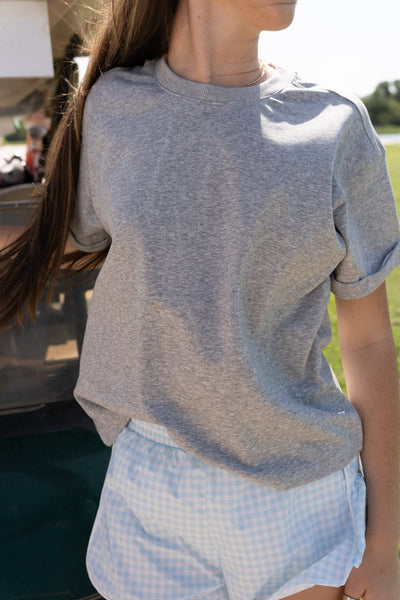 Grey French Terry Cuff Sleeve Top WL25 - 10436 - Southern Soule Designs