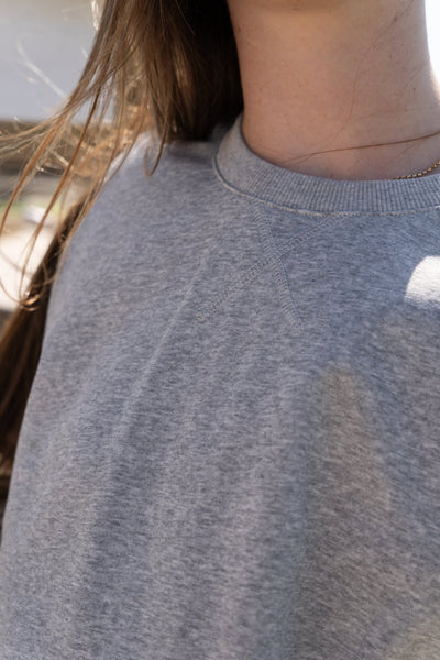 Grey French Terry Cuff Sleeve Top WL25 - 10436 - Southern Soule Designs