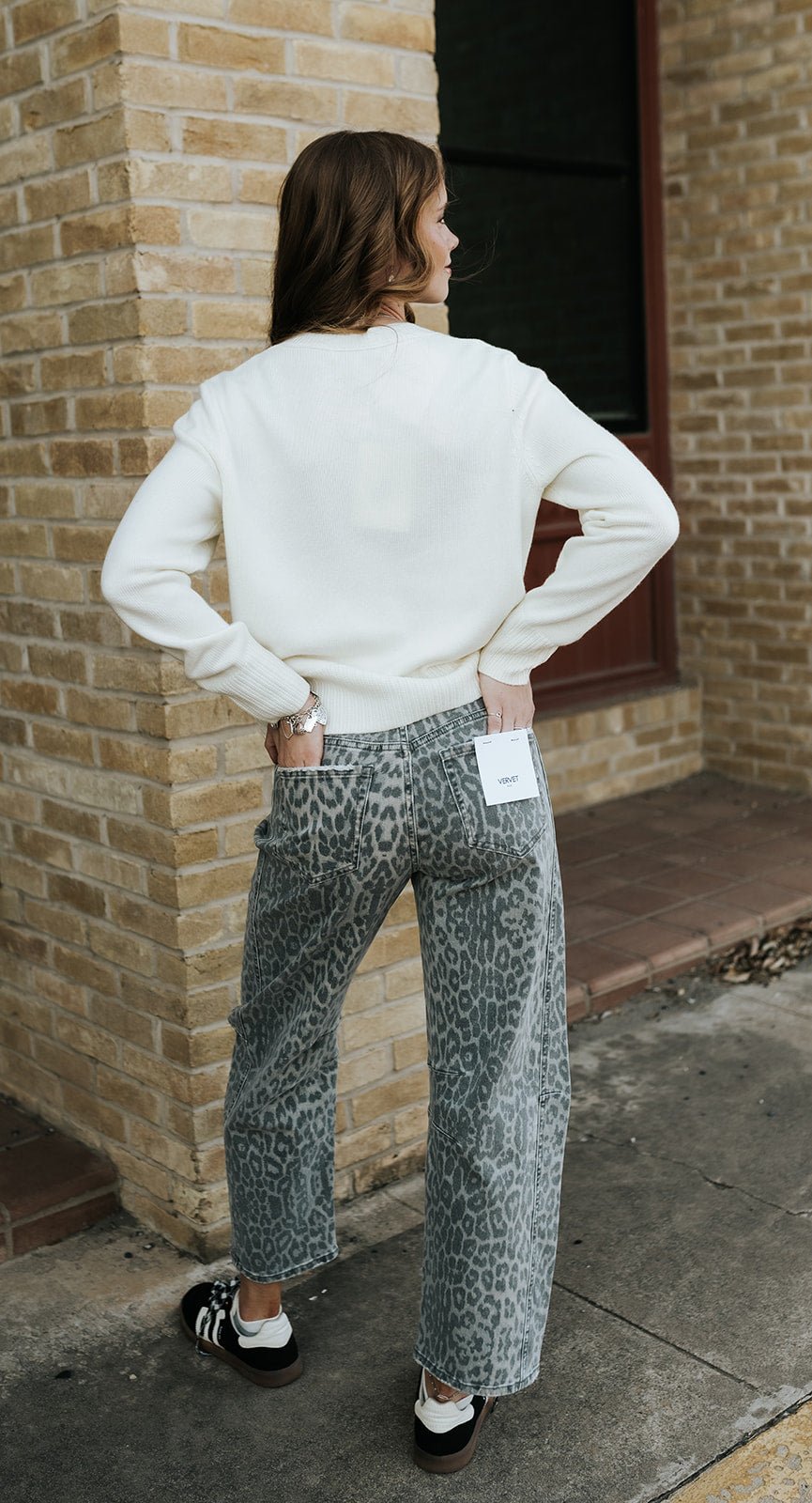 Grey Leopard High Rise Barrel Jean T7327GLP - Southern Soule Designs
