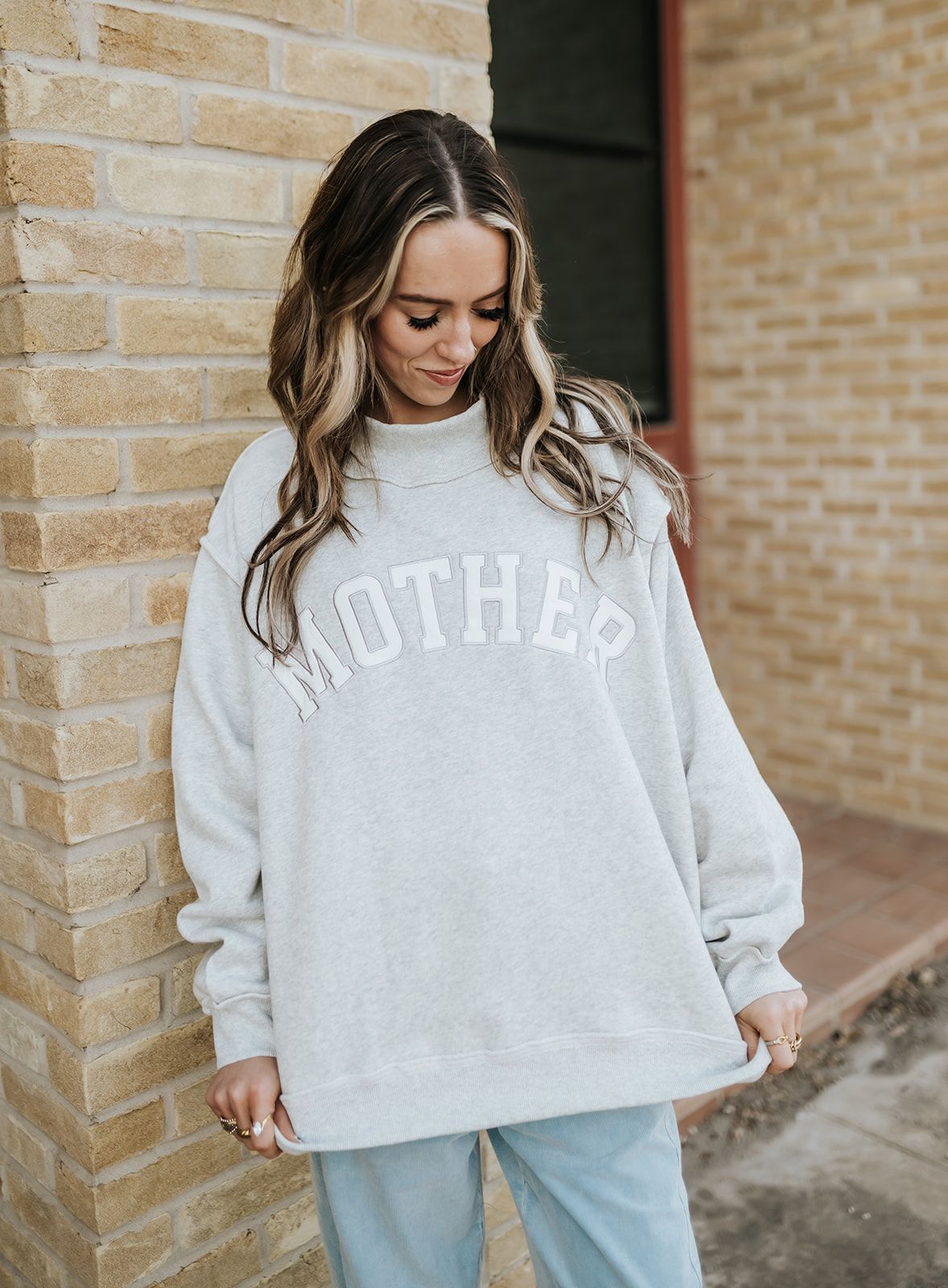 Grey Mother Mock Neck Sweatshirt IT2594E - Southern Soule Designs