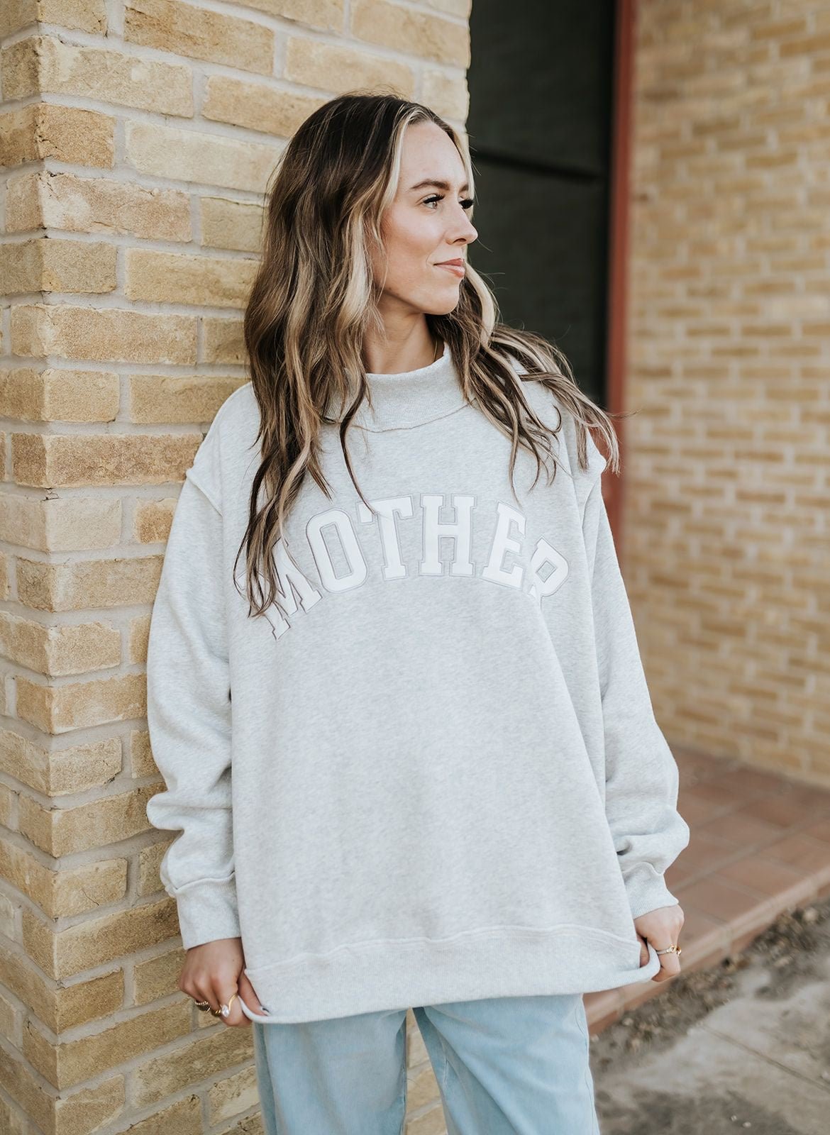 Grey Mother Mock Neck Sweatshirt IT2594E - Southern Soule Designs