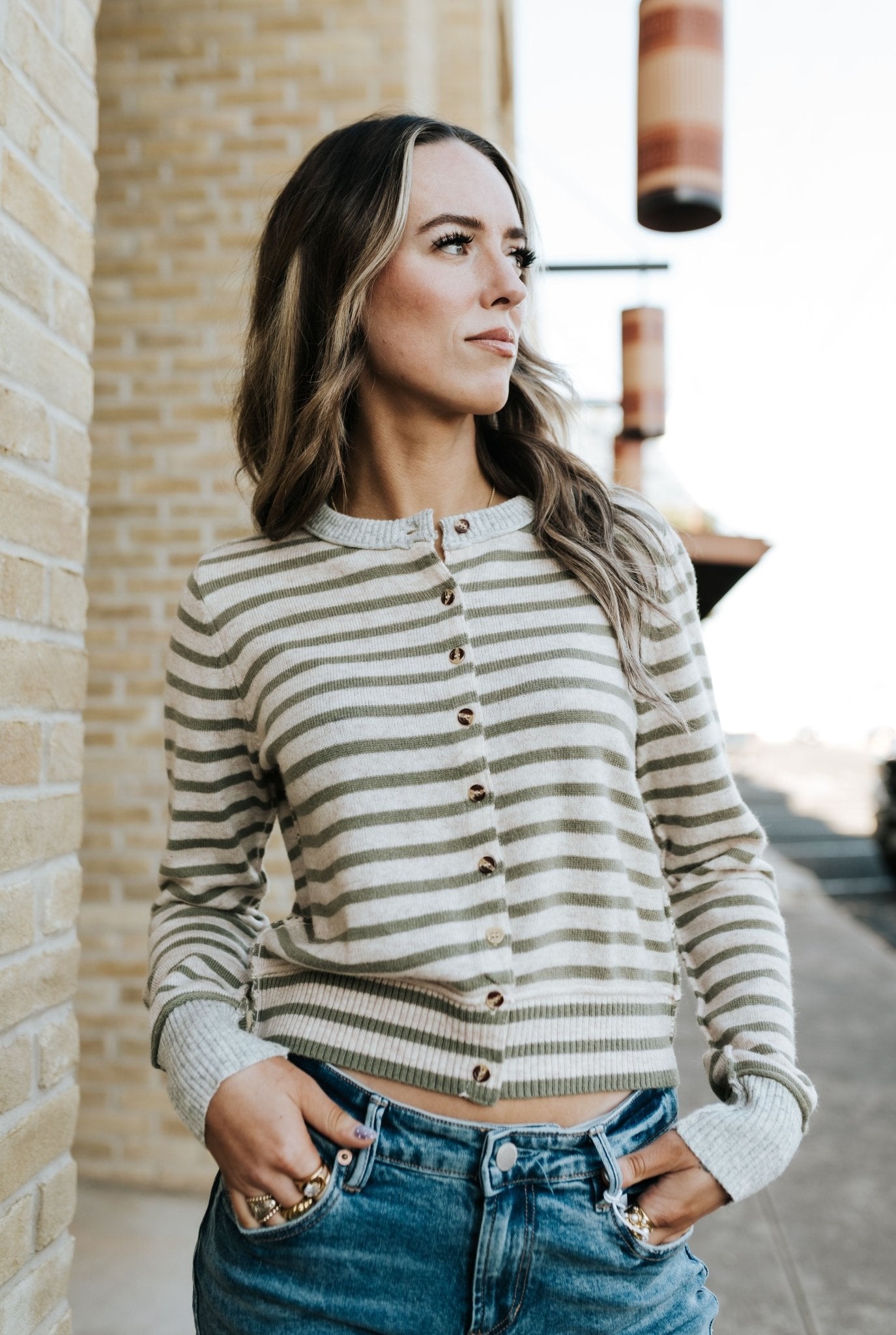 Grey Striped Knit Cardigan MT68440 - Southern Soule Designs