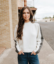 Grey White Color Block Sweater SWB11541 - Southern Soule Designs