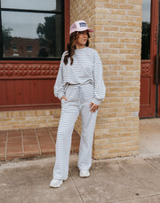 Grey/Ivory Striped Elastic Knit Pants IP5746 - Southern Soule Designs