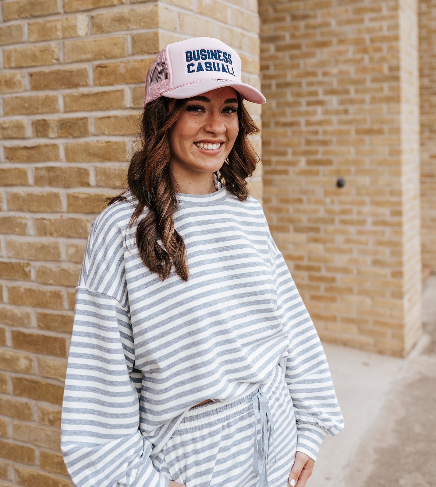 Grey/Ivory Striped Oversized Crop Top IT2819 - Southern Soule Designs