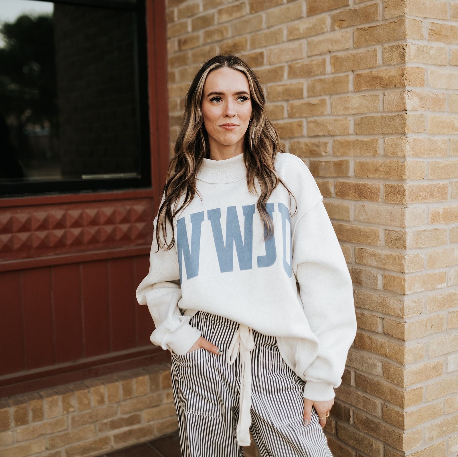 Grey/Navy WWJD & AMEN Mock Neck Sweatshirt IT2594 - Southern Soule Designs