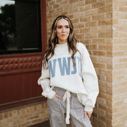 Grey/Navy WWJD & AMEN Mock Neck Sweatshirt IT2594 - Southern Soule Designs