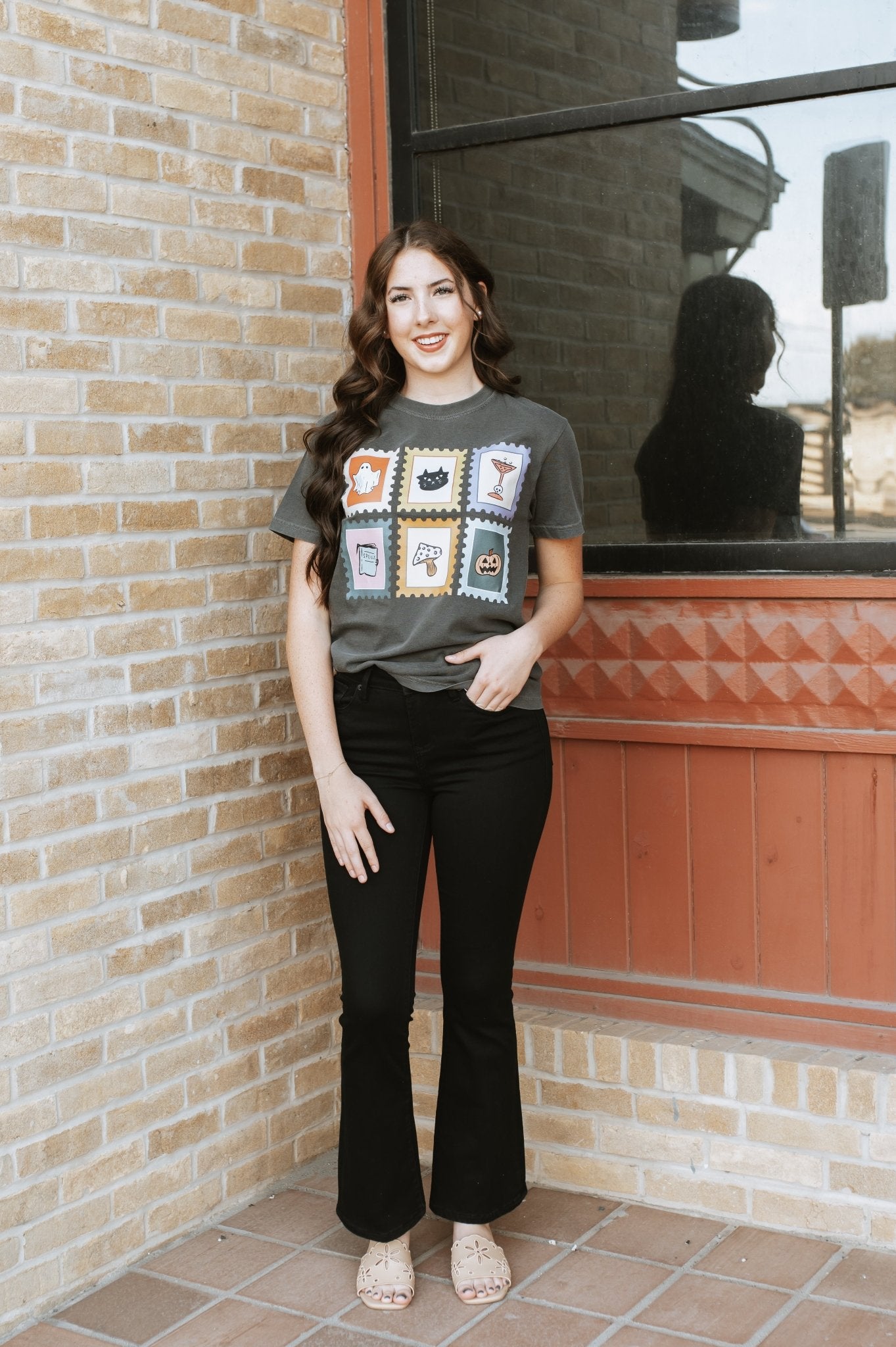 Halloween Stamps Graphic Tee Charcoal - Southern Soule Designs