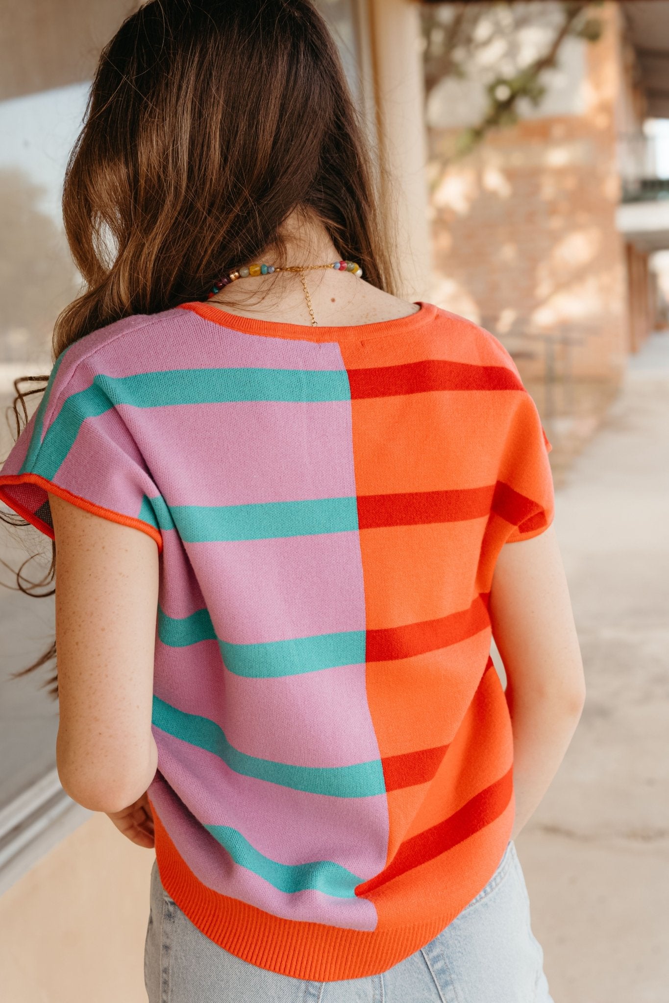 Hannah Coral Lilac Stripe Sweater - Southern Soule Designs
