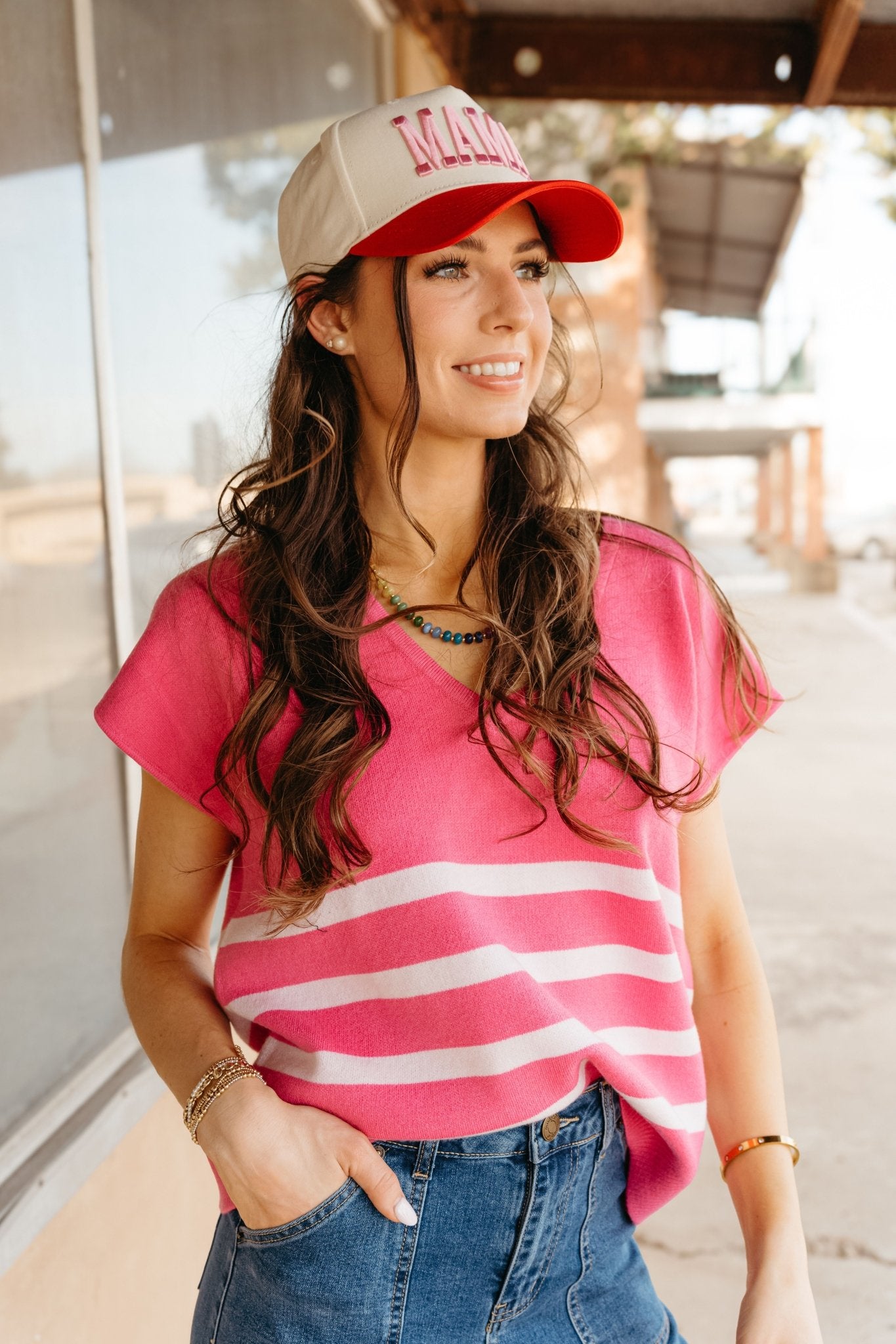 Hannah Pink Stripe Sweater - Southern Soule Designs