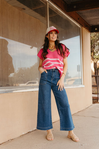 Hannah Pink Stripe Sweater - Southern Soule Designs