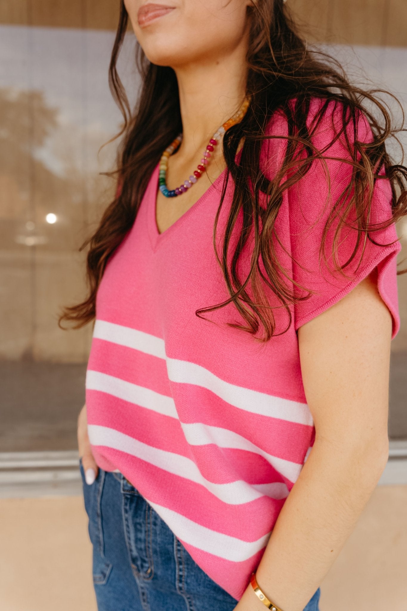 Hannah Pink Stripe Sweater - Southern Soule Designs