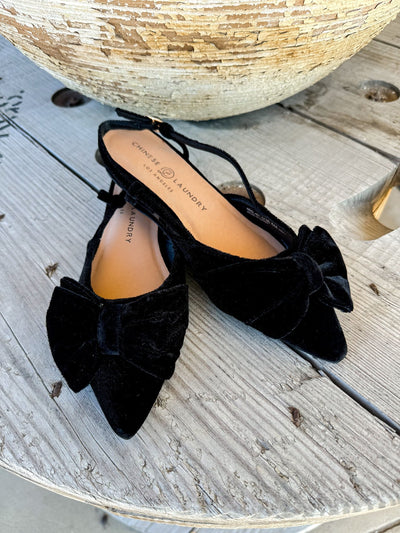 Harmony Bow Slingback Flat Black - Southern Soule Designs