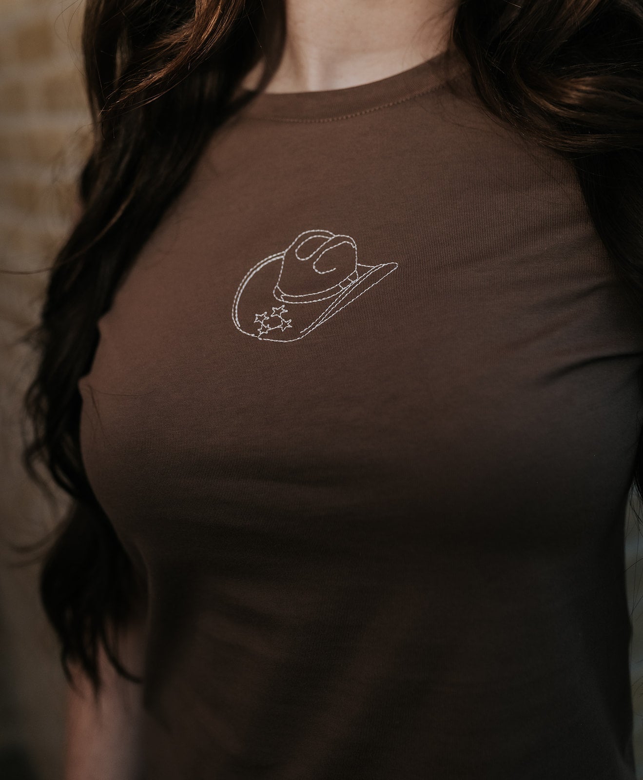 Hazelnut/White Western Embroidered Knit Top WL25 - 11502 - Southern Soule Designs