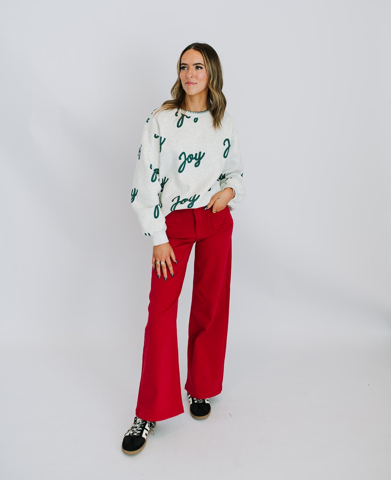 Heater Grey/Hunter Green Joy Sweatshirt IKT300304 - 01 - Southern Soule Designs