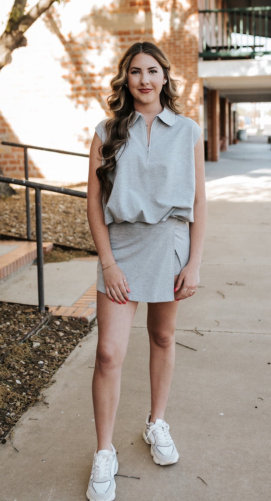 Heather Grey Bubble Hem Top and Skort Set WL25 - 11857 - Southern Soule Designs