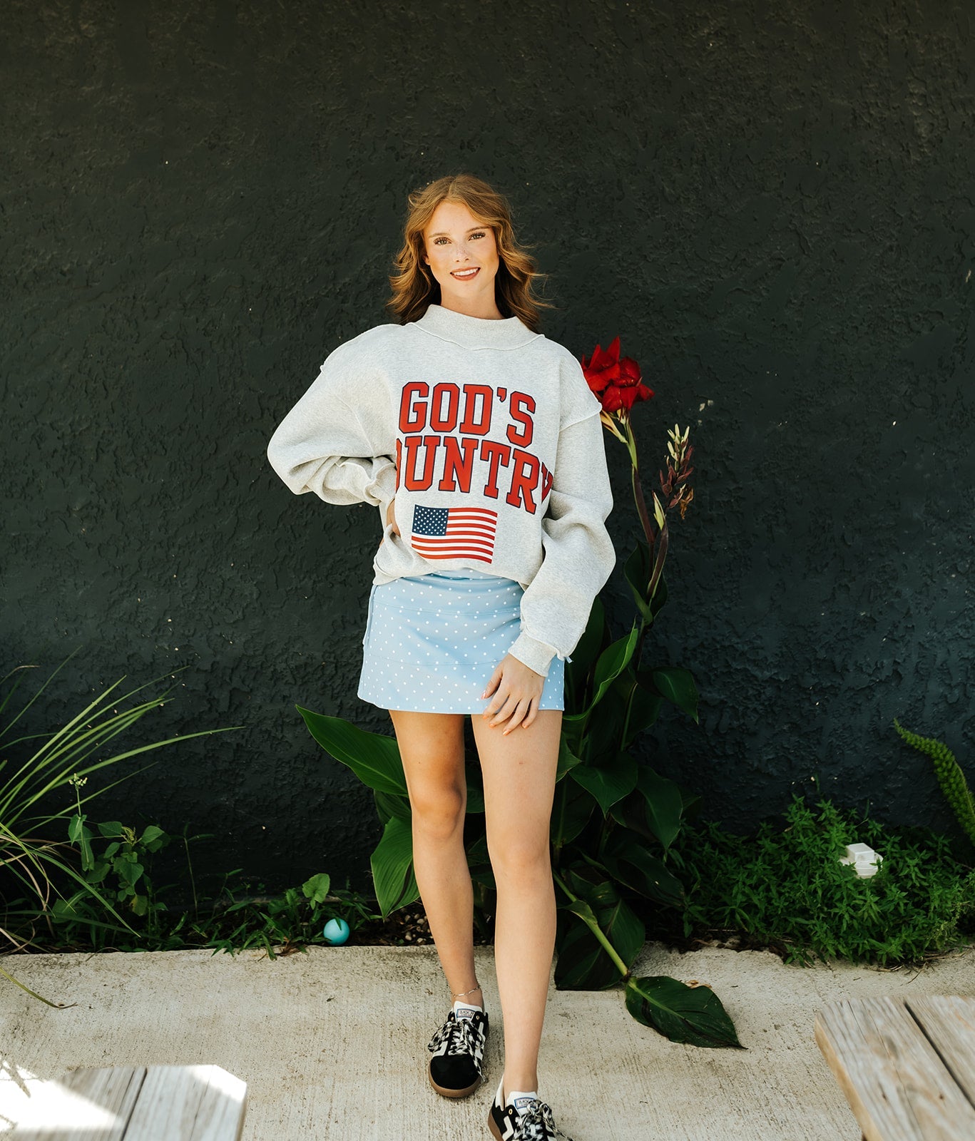 Heather Grey God's Country & American Dream Reversible Sweatshirt IT2594 - Southern Soule Designs