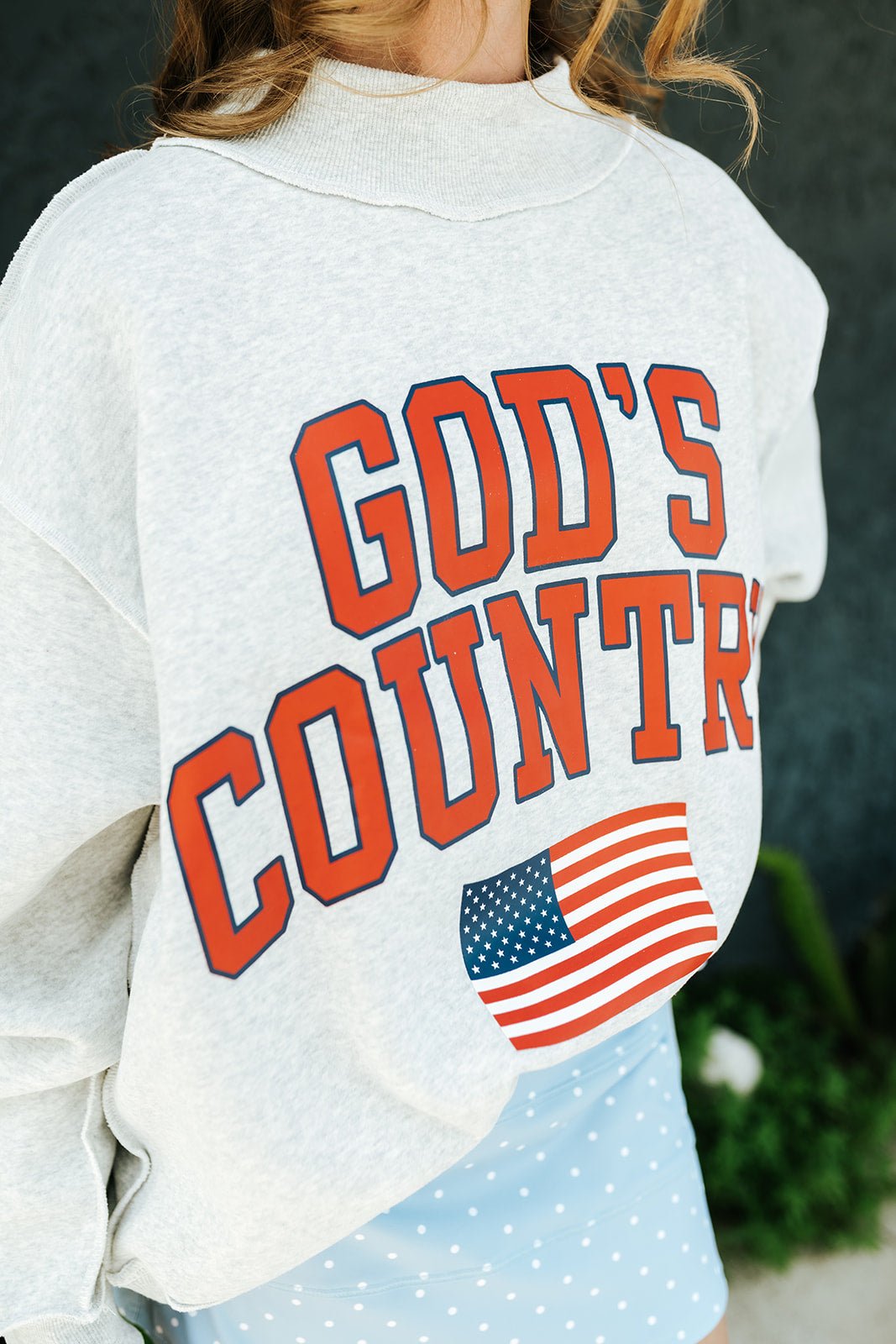 Heather Grey God's Country & American Dream Reversible Sweatshirt IT2594 - Southern Soule Designs