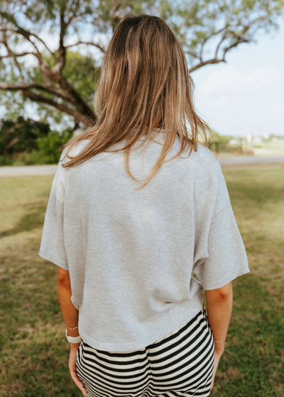 Heather Grey Short Sleeve Knit Cardigan TBW13717 - Southern Soule Designs