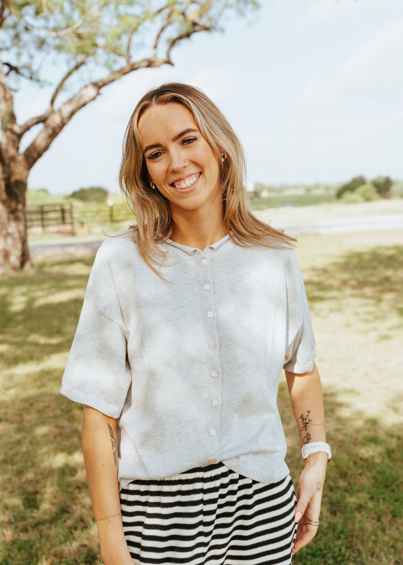 Heather Grey Short Sleeve Knit Cardigan TBW13717 - Southern Soule Designs