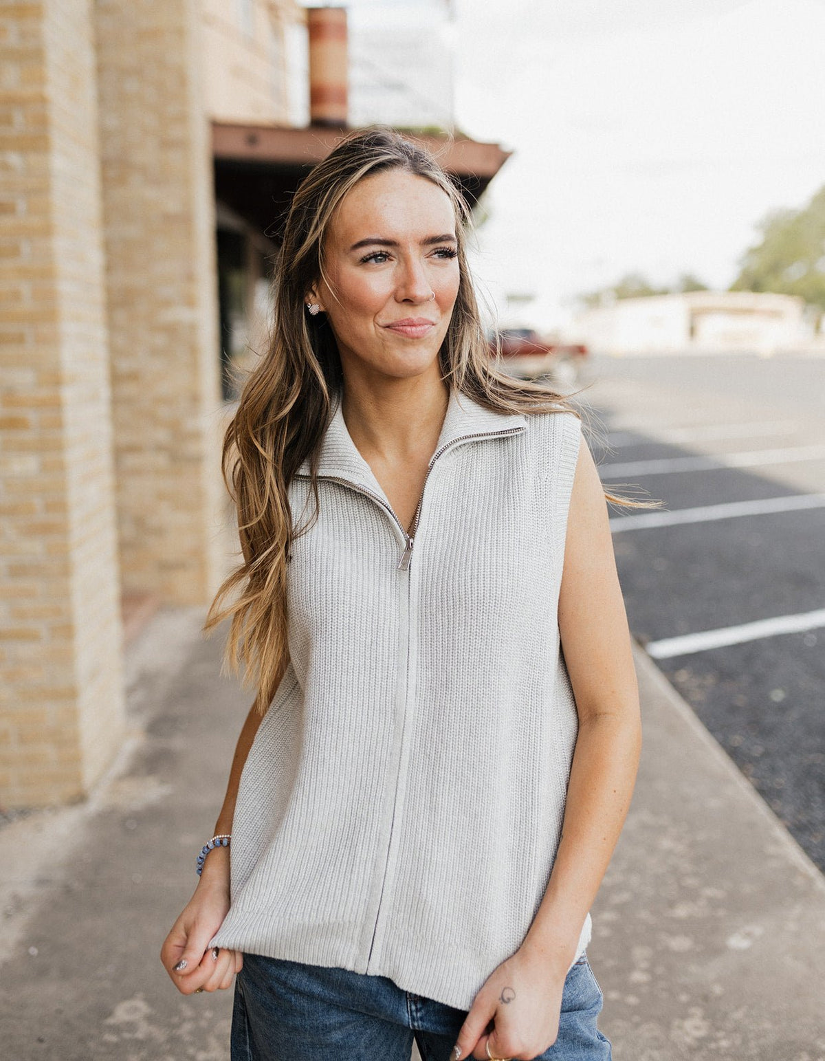 Heather Grey Zip Up Zyma Vest - Southern Soule Designs