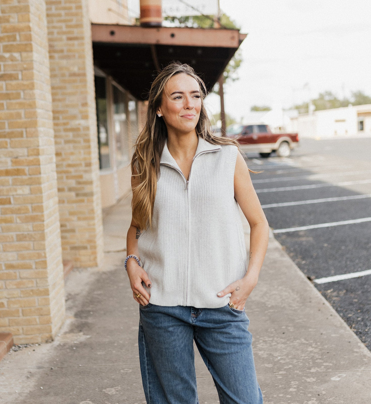 Heather Grey Zip Up Zyma Vest - Southern Soule Designs