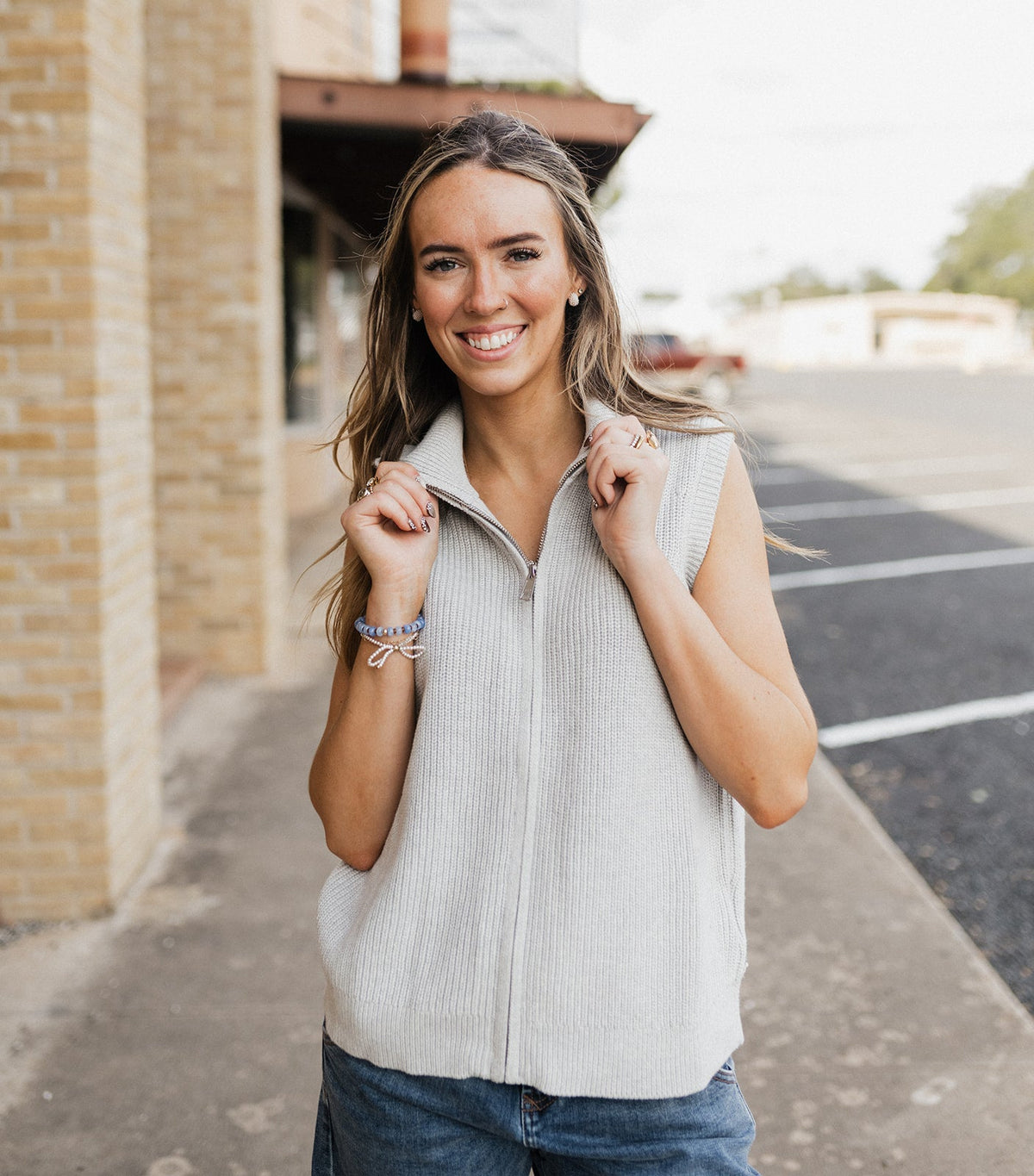 Heather Grey Zip Up Zyma Vest - Southern Soule Designs