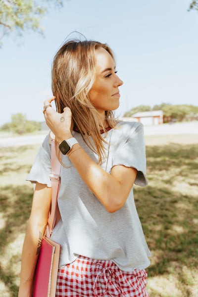 Heather Grey/Burgundy Basic Tee TBT13181 - Southern Soule Designs