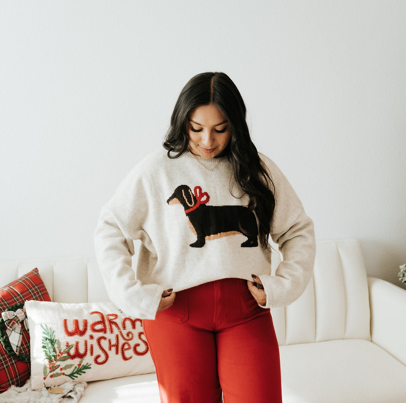 Heather Oat Dog with Bow Sweater TBW14192 - Southern Soule Designs