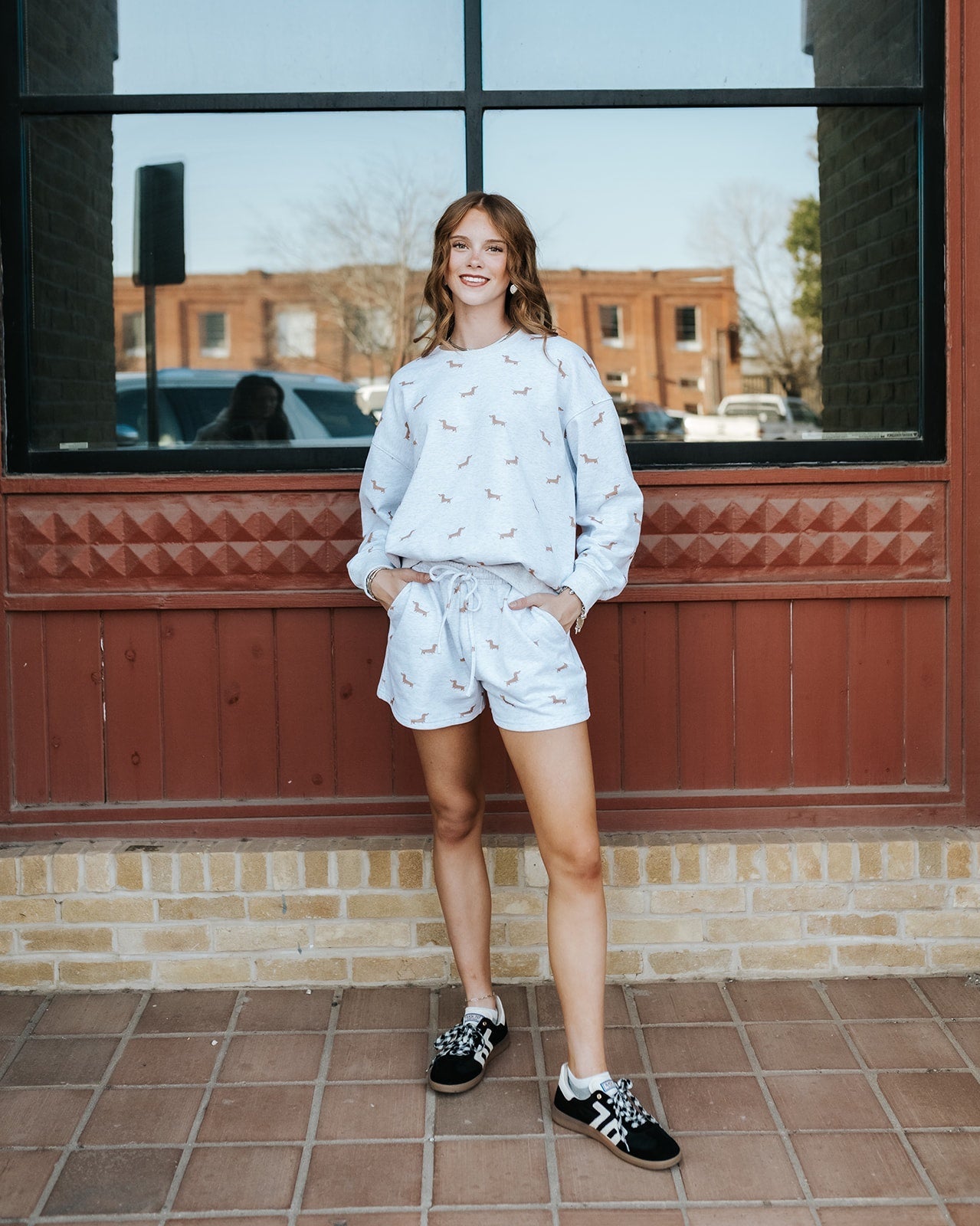 High Waist Dog Print Sweatshorts MP20783 - 1 - Southern Soule Designs