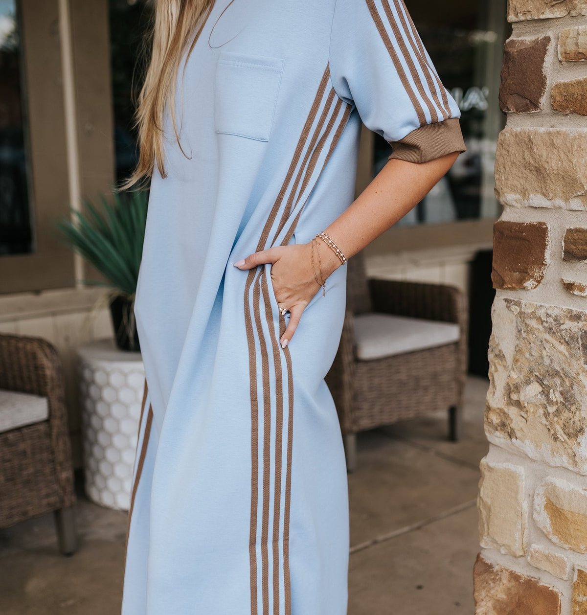 Hip Baby Blue Varsity Track Dress - Southern Soule Designs