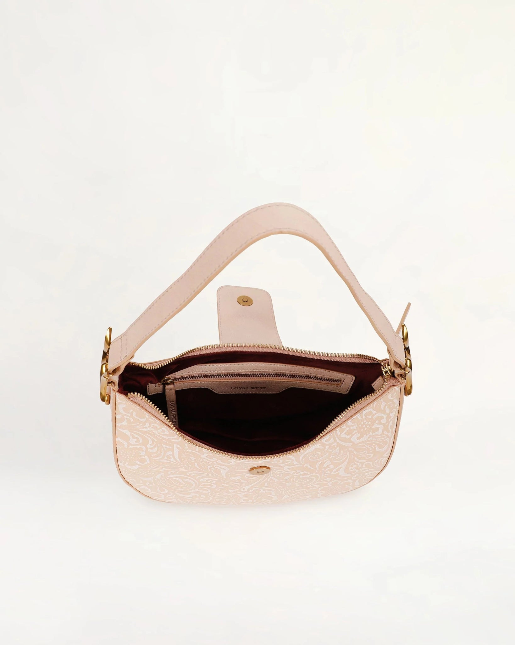 Hobo Medium Purse - Beige Floral Leather - Southern Soule Designs