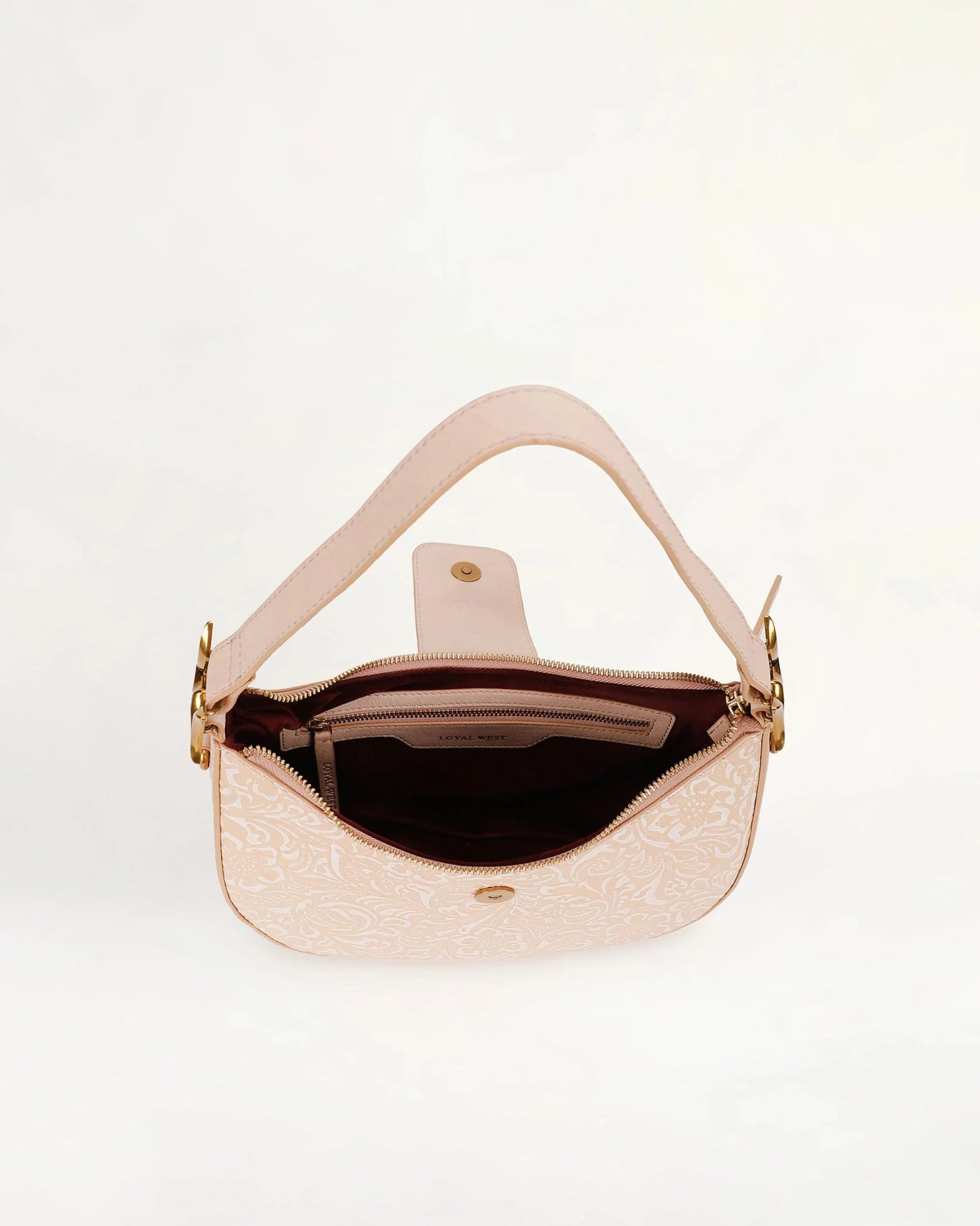 Hobo Medium Purse - Beige Floral Leather - Southern Soule Designs