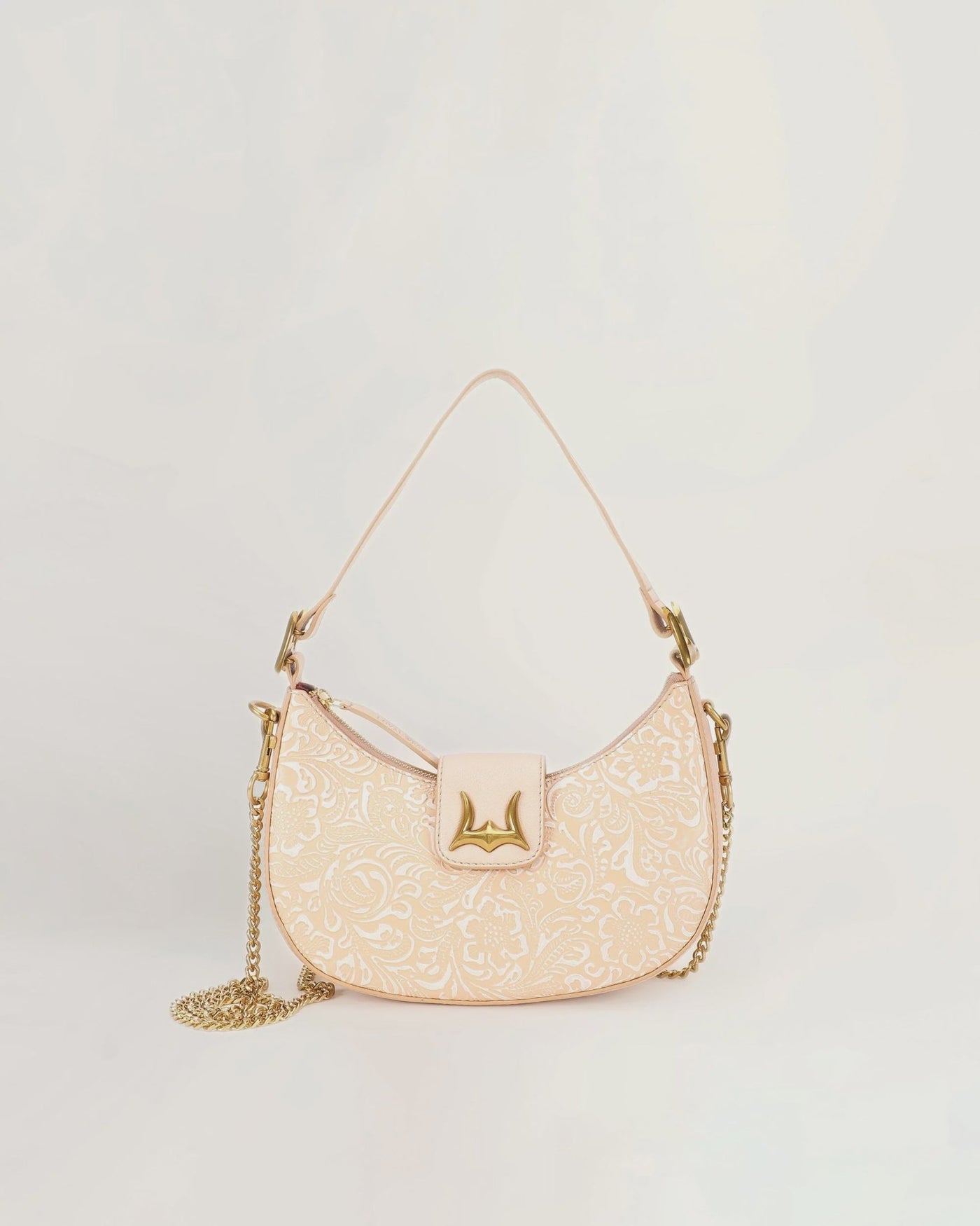 Hobo Medium Purse - Beige Floral Leather - Southern Soule Designs