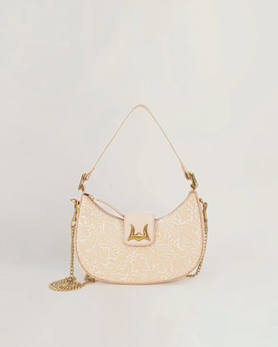 Hobo Medium Purse - Beige Floral Leather - Southern Soule Designs