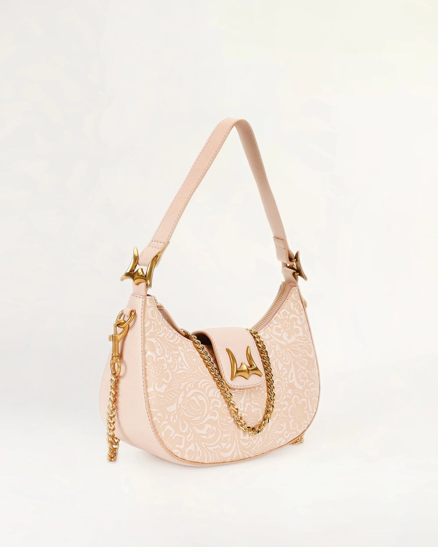 Hobo Medium Purse - Beige Floral Leather