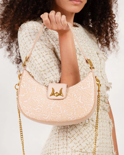 Hobo Medium Purse - Beige Floral Leather