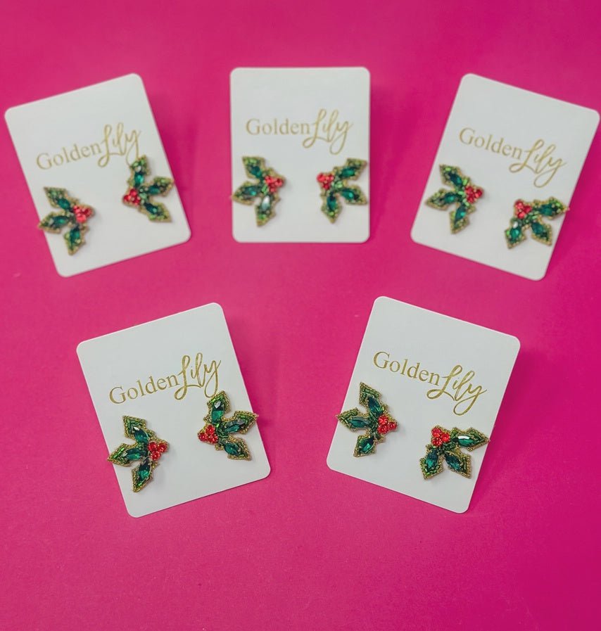 Holly Christmas Stud Earring - Southern Soule Designs