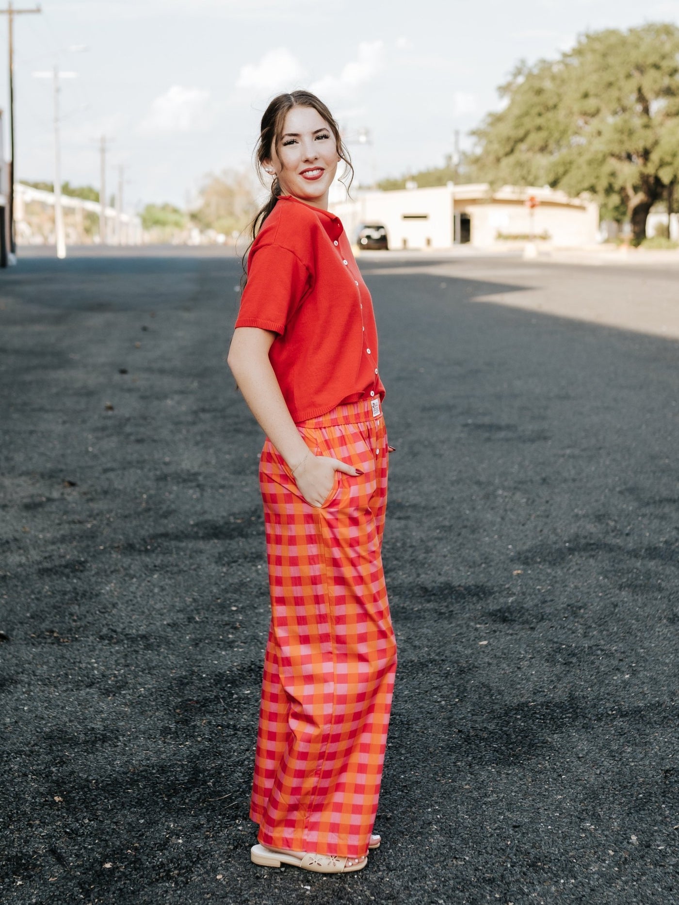 Hot Pink/Orange Plaid Pants - Southern Soule Designs