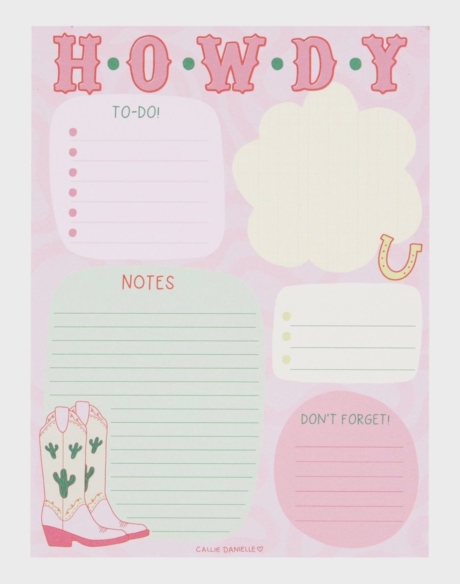 Howdy Cowgirl Boots Notepad - Southern Soule Designs