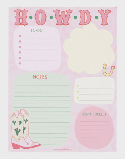 Howdy Cowgirl Boots Notepad - Southern Soule Designs