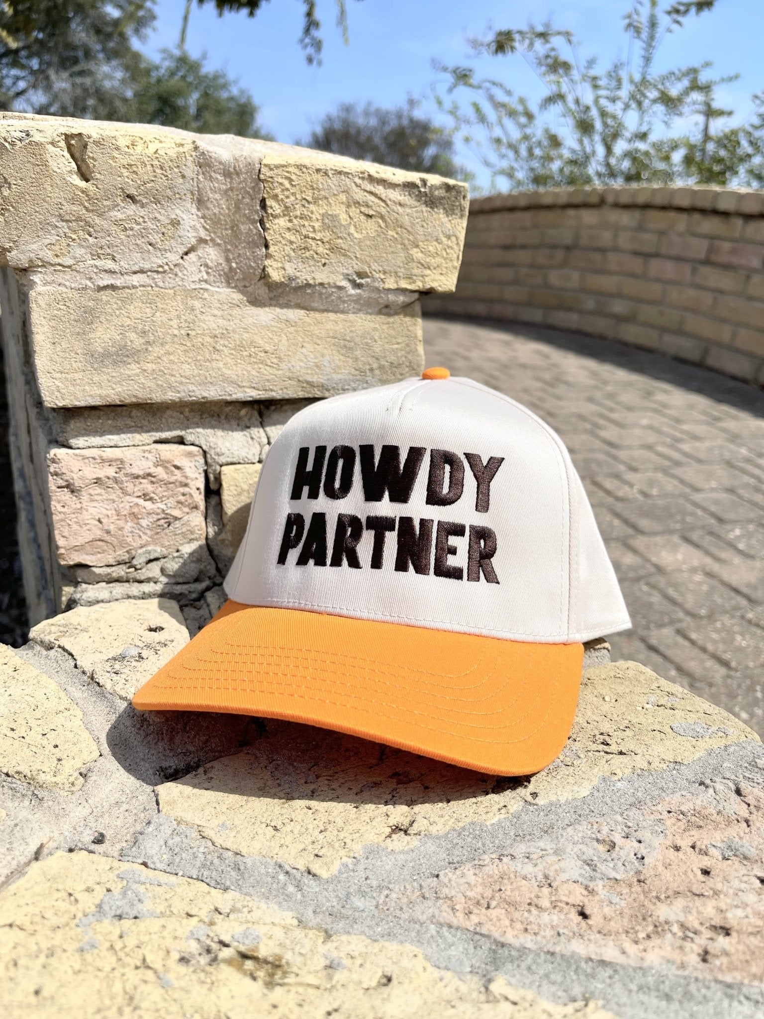 Howdy Partner Cream/Orange Hat - Southern Soule Designs