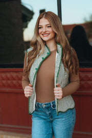 Hunter Green Striped Quilted Vest J25209 - Southern Soule Designs