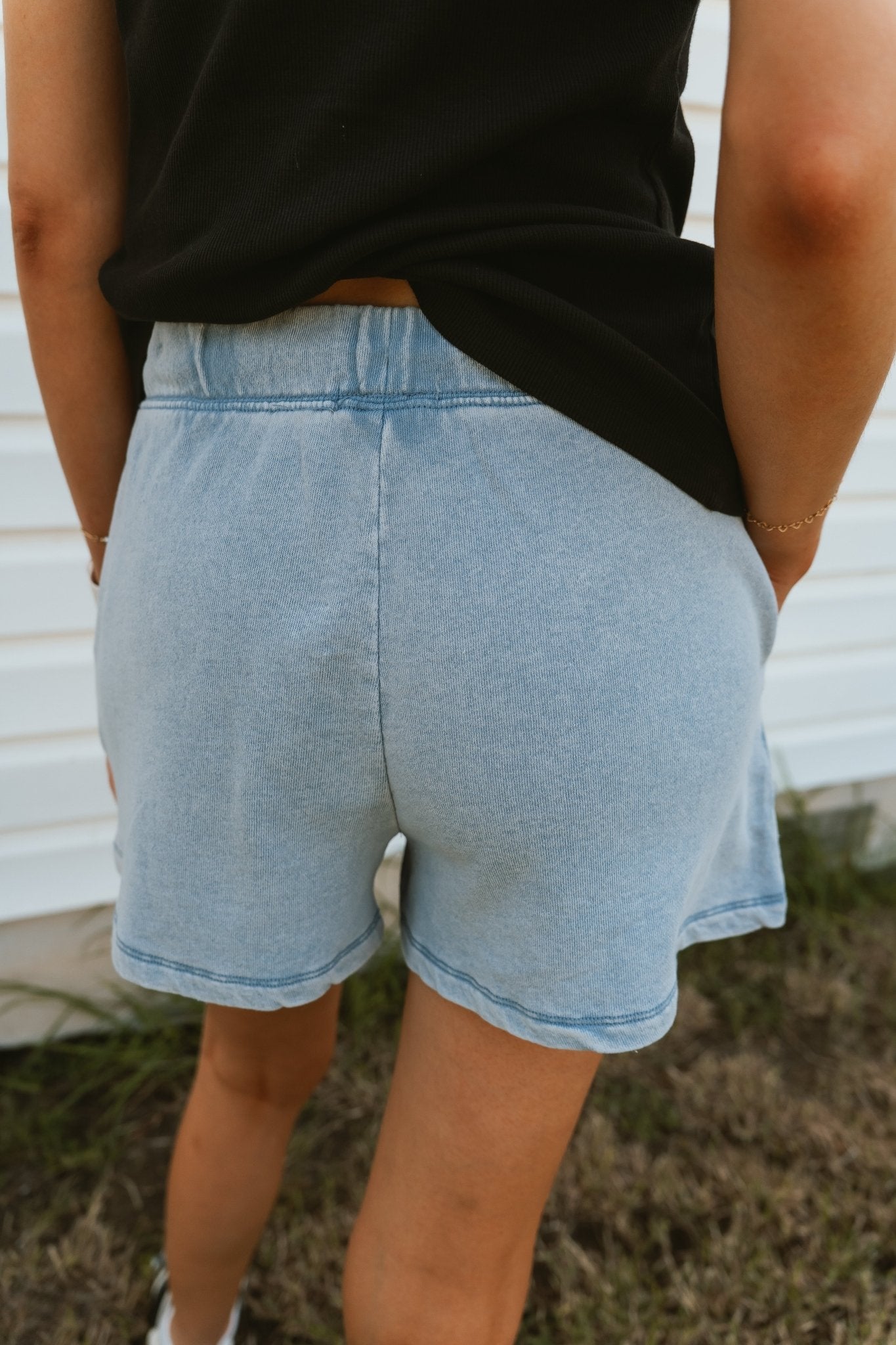 Hunter Knit Denim Shorts Washed Indigo ZS253389 - Southern Soule Designs