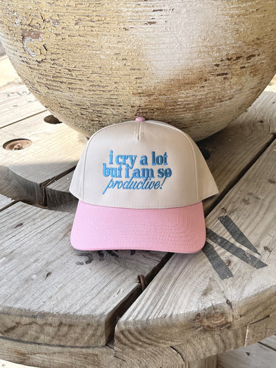 I Cry a Lot Cream/Pink Hat - Southern Soule Designs