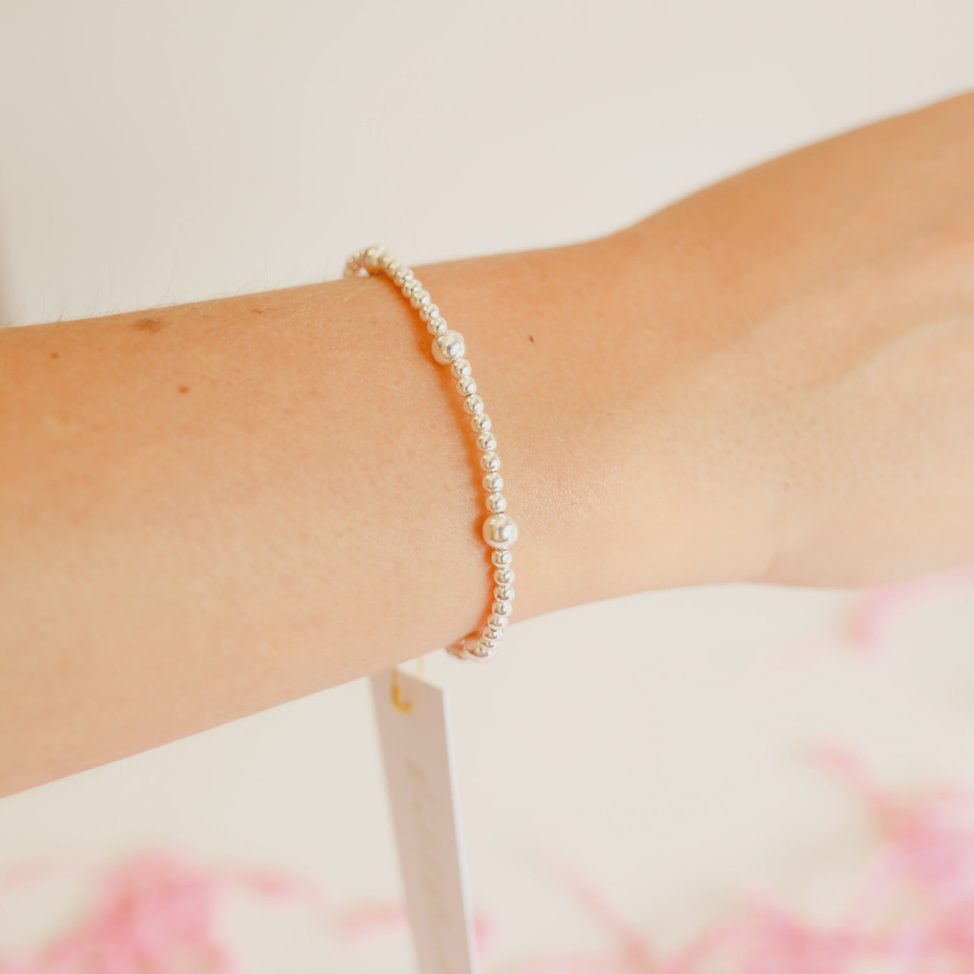Beaded Blondes Olive Silver Bracelet