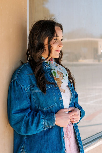 Indigo Denim Heart Pocket Oversized Shirt LJ0248 - Southern Soule Designs