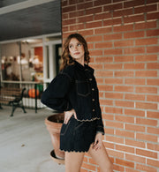 Indigo Denim Jacket with Scallop Embroidery J5745ST - Southern Soule Designs