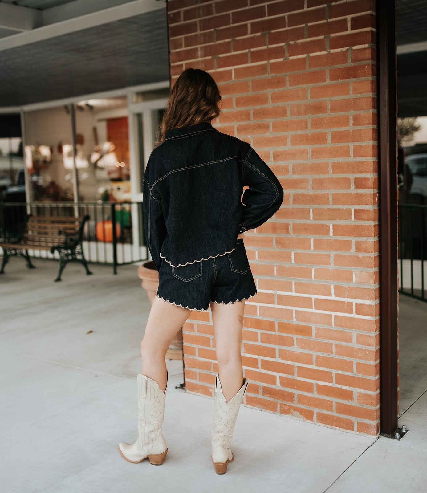 Indigo Denim Jacket with Scallop Embroidery J5745ST - Southern Soule Designs