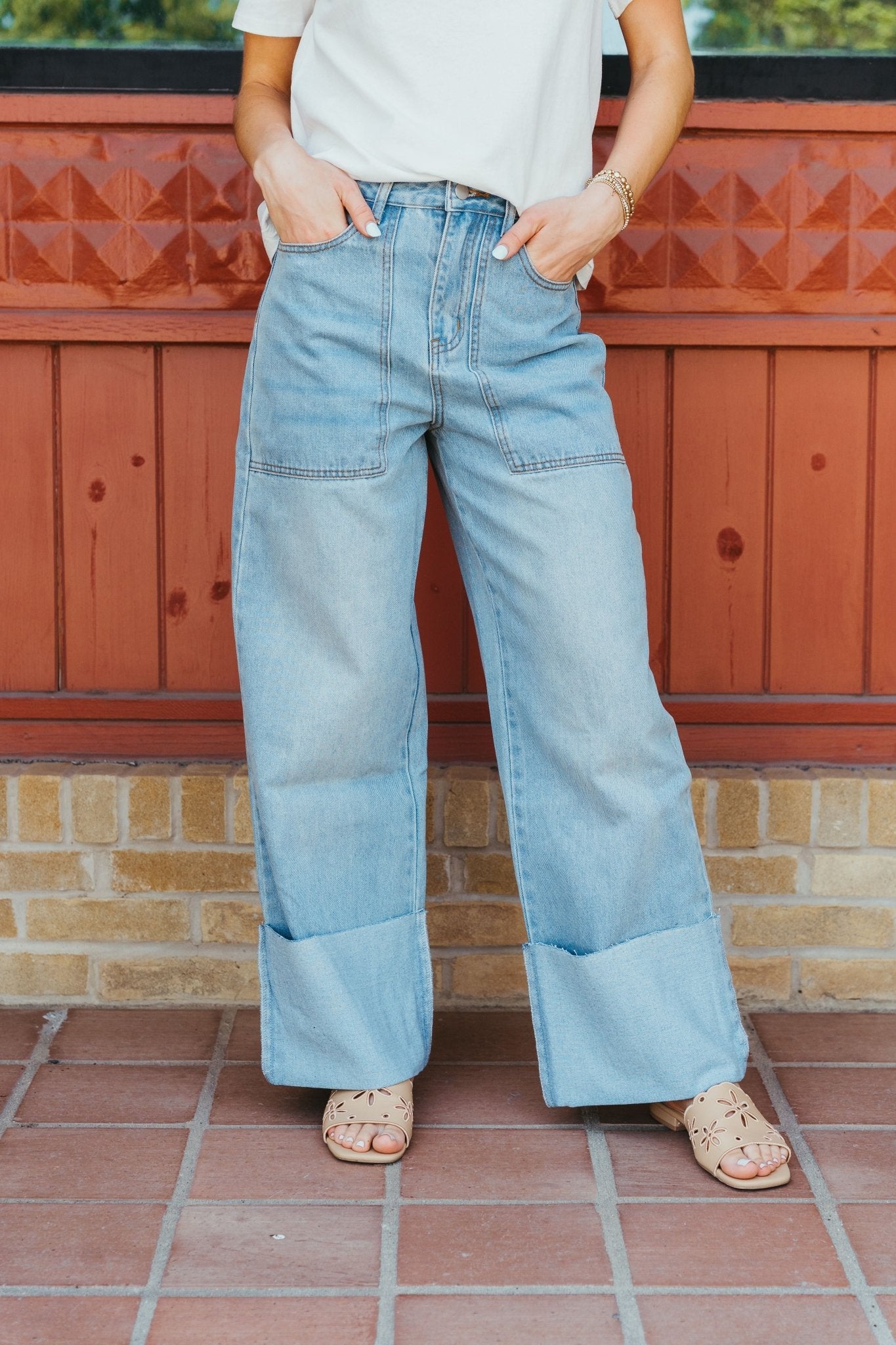 IP3143 Wide Leg Cuffed Jeans - Southern Soule Designs